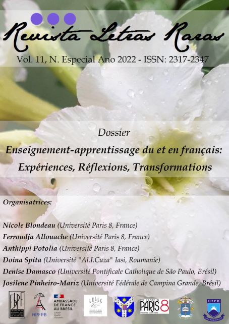 					Ver Vol. 11 (2022): Dossier spécial: Enseignement-apprentissage du et en français: Expériences, Réflexions, Transformations
				